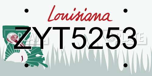 ZYT5253 Louisiana License Plate