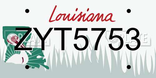 ZYT5753 Louisiana License Plate