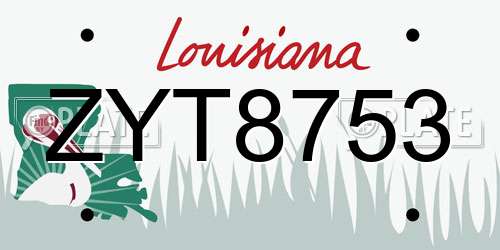 ZYT8753 Louisiana License Plate