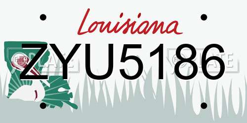 ZYU5186 Louisiana License Plate