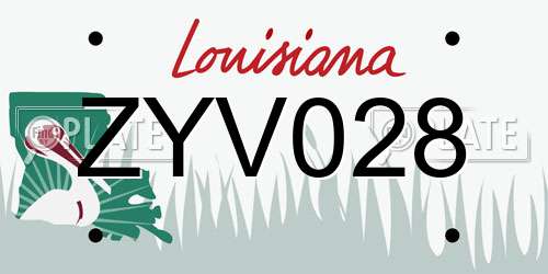 ZYV028 Louisiana License Plate