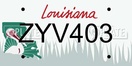 ZYV403 Louisiana License Plate