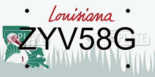 ZYV58G Louisiana License Plate