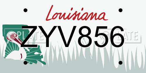 ZYV856 Louisiana License Plate