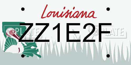 ZZ1E2F Louisiana License Plate