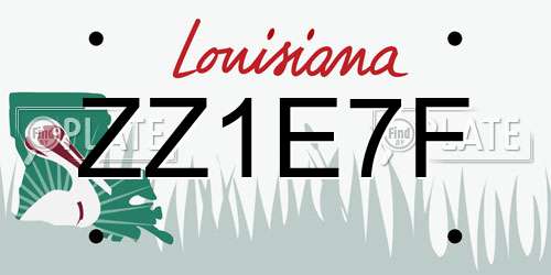 ZZ1E7F Louisiana License Plate