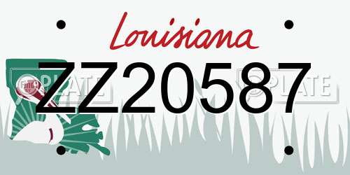 ZZ20587 Louisiana License Plate