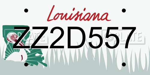 ZZ2D557 Louisiana License Plate