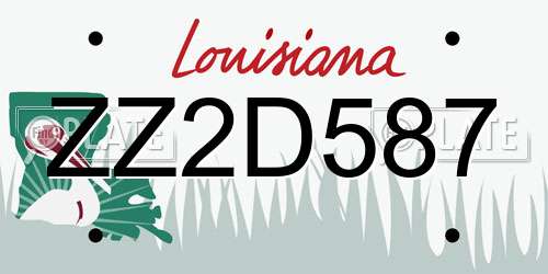 ZZ2D587 Louisiana License Plate