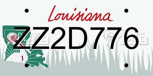 ZZ2D776 Louisiana License Plate