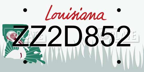 ZZ2D852 Louisiana License Plate