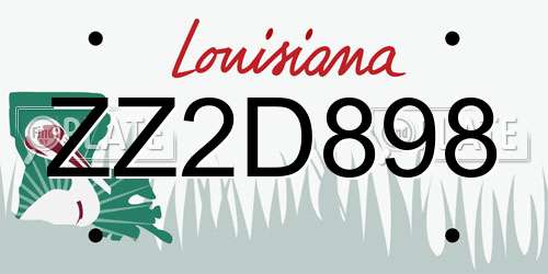 ZZ2D898 Louisiana License Plate