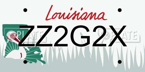 ZZ2G2X Louisiana License Plate