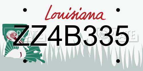 ZZ4B335 Louisiana License Plate