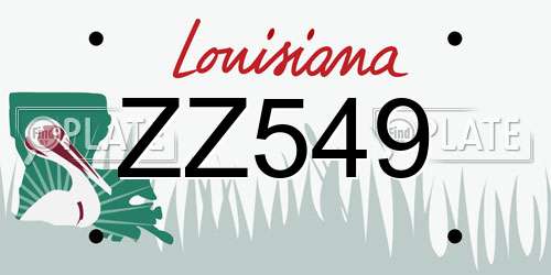ZZ549 Louisiana License Plate