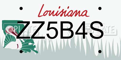ZZ5B4S Louisiana License Plate