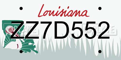 ZZ7D552 Louisiana License Plate