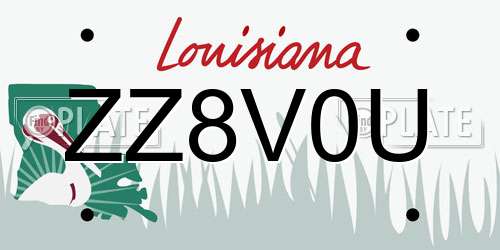 ZZ8V0U Louisiana License Plate
