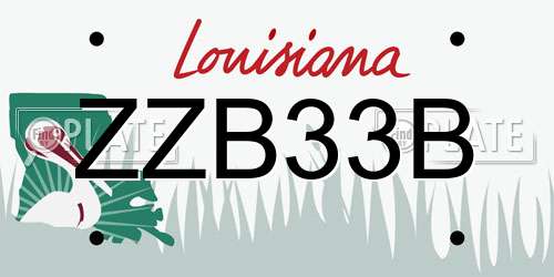 ZZB33B Louisiana License Plate