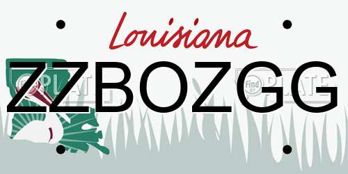 ZZBOZGG Louisiana License Plate