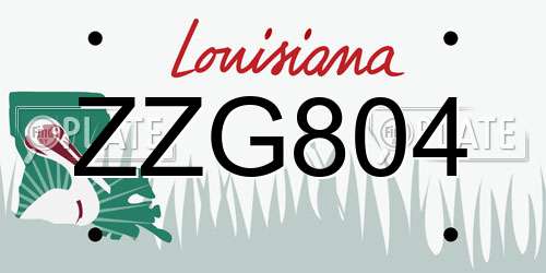 ZZG804 Louisiana License Plate