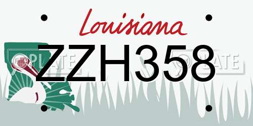 ZZH358 Louisiana License Plate