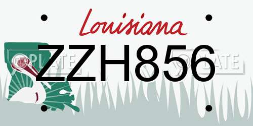 ZZH856 Louisiana License Plate