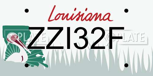 ZZI32F Louisiana License Plate