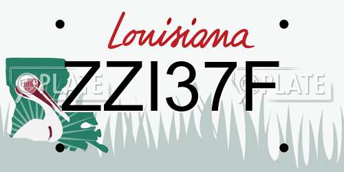 ZZI37F Louisiana License Plate
