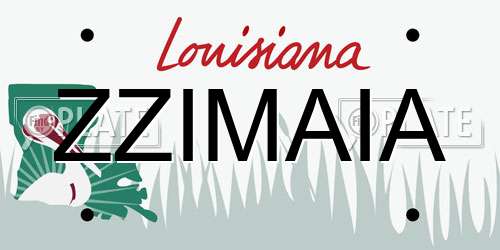 ZZIMAIA Louisiana License Plate