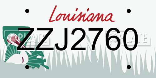 ZZJ2760 Louisiana License Plate