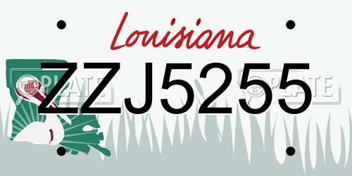 ZZJ5255 Louisiana License Plate