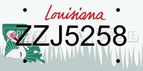 ZZJ5258 Louisiana License Plate