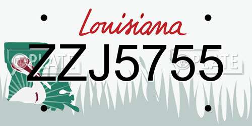 ZZJ5755 Louisiana License Plate