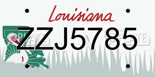 ZZJ5785 Louisiana License Plate