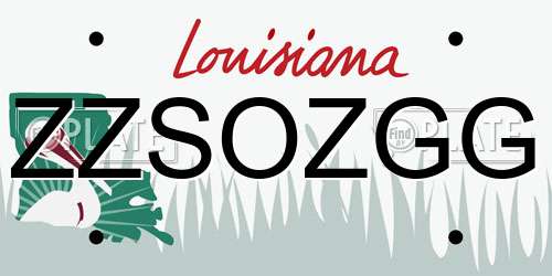 ZZSOZGG Louisiana License Plate