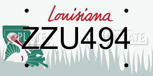 ZZU494 Louisiana License Plate