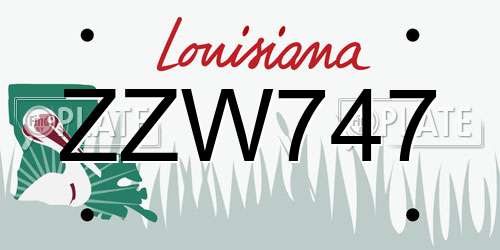 ZZW747 Louisiana License Plate