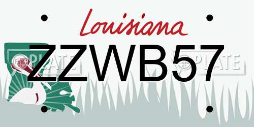 ZZWB57 Louisiana License Plate