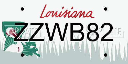 ZZWB82 Louisiana License Plate