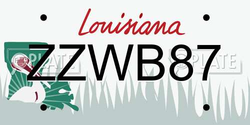 ZZWB87 Louisiana License Plate