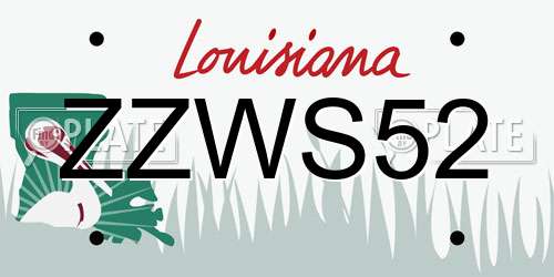 ZZWS52 Louisiana License Plate