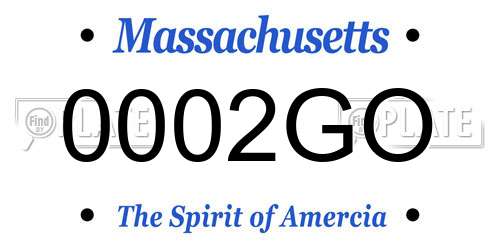 0002GO Massachusetts License Plate