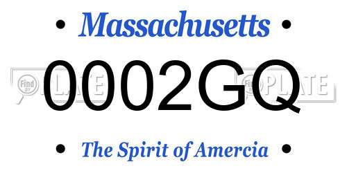 0002GQ Massachusetts License Plate