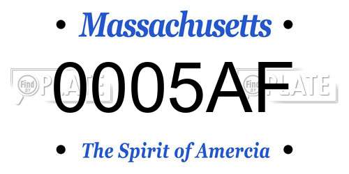 0005AF Massachusetts License Plate