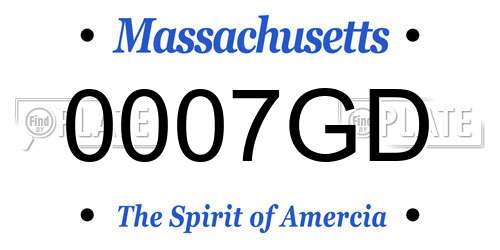 0007GD Massachusetts License Plate