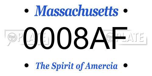 0008AF Massachusetts License Plate