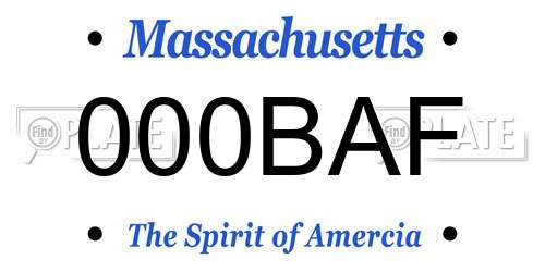 000BAF Massachusetts License Plate