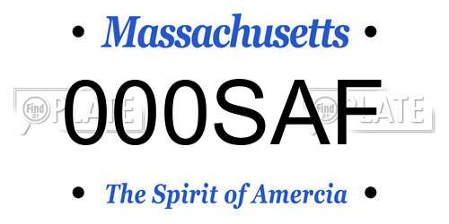 000SAF Massachusetts License Plate