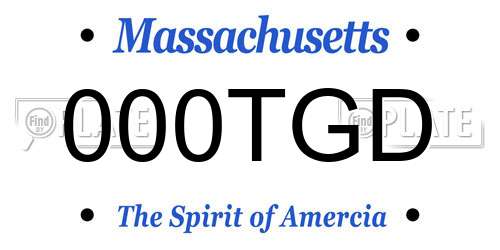 000TGD Massachusetts License Plate
